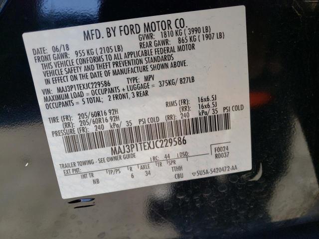 MAJ3P1TEXJC229586 - 2018 FORD ECOSPORT SE BLACK photo 13