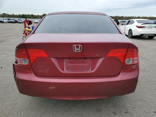 2HGFA16548H509517 - 2008 HONDA CIVIC LX RED photo 6