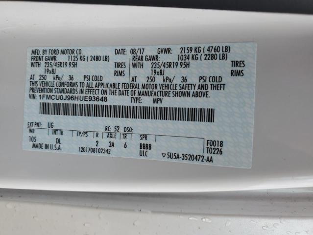 1FMCU0J96HUE93648 - 2017 FORD ESCAPE TITANIUM WHITE photo 13