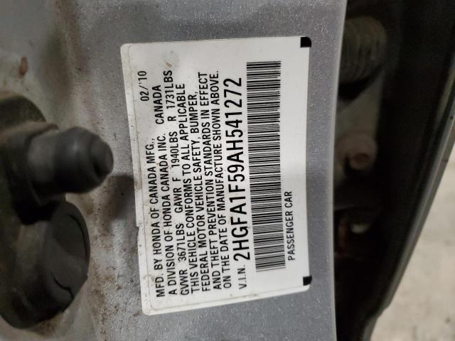 2HGFA1F59AH541272 - 2010 HONDA CIVIC LX SILVER photo 12