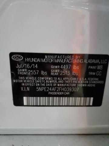 5NPE24AF2FH039307 - 2015 HYUNDAI SONATA SE WHITE photo 12