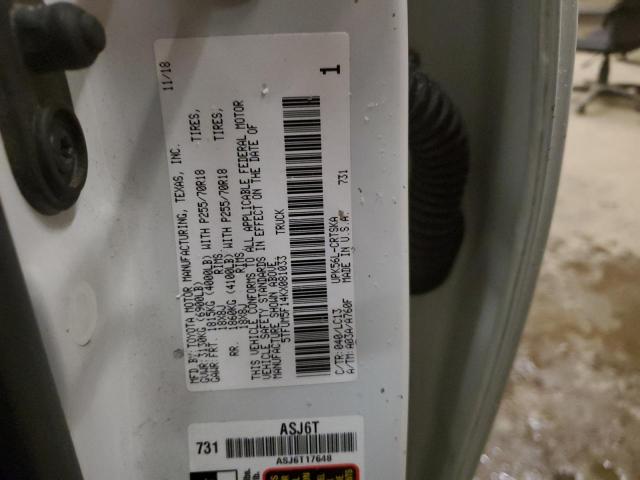 5TFUM5F14KX081033 - 2019 TOYOTA TUNDRA DOUBLE CAB SR/SR5 WHITE photo 12