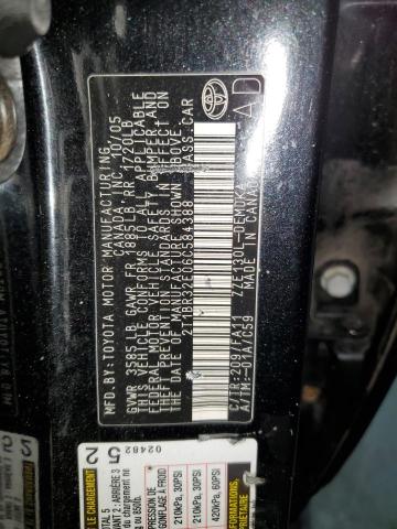 2T1BR32E06C584388 - 2006 TOYOTA COROLLA CE BLACK photo 12