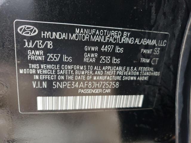 5NPE34AF8JH725258 - 2018 HYUNDAI SONATA SPORT BLACK photo 12