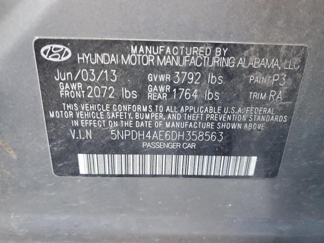 5NPDH4AE6DH358563 - 2013 HYUNDAI ELANTRA GLS GRAY photo 12