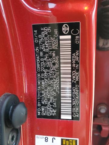 JTDKN3DU1E1785896 - 2014 TOYOTA PRIUS RED photo 12