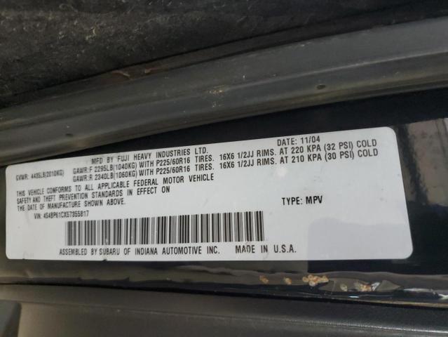 4S4BP61CX57355817 - 2005 SUBARU LEGACY OUTBACK 2.5I BLACK photo 12