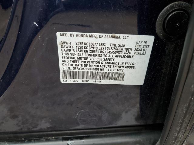 5FRYD4H50HB002163 - 2017 ACURA MDX TECHNOLOGY BLUE photo 12