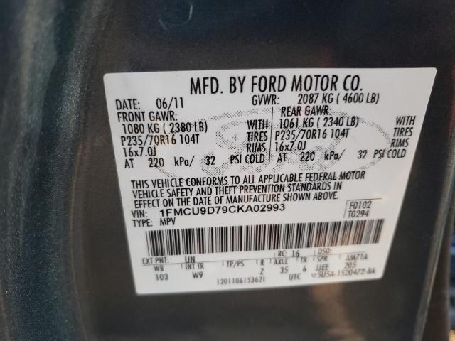 1FMCU9D79CKA02993 - 2012 FORD ESCAPE XLT BLUE photo 12