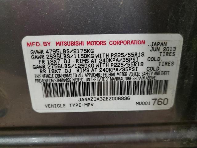 JA4AZ3A32EZ006836 - 2014 MITSUBISHI OUTLANDER SILVER photo 14