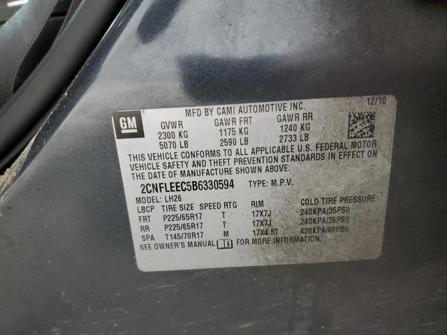 2CNFLEEC5B6330594 - 2011 CHEVROLET EQUINOX LT GRAY photo 13