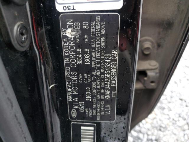 KNAFU4A25B5453426 - 2011 KIA FORTE EX BLACK photo 12