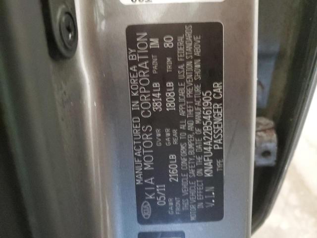 KNAFU4A22B5461905 - 2011 KIA FORTE EX GRAY photo 13