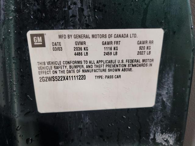 2G2WS522X41111220 - 2004 PONTIAC GRAND PRIX GT2 მწვანე ფოტო 12