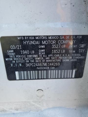 3KPC24A67ME144269 - 2021 HYUNDAI ACCENT SE WHITE photo 12