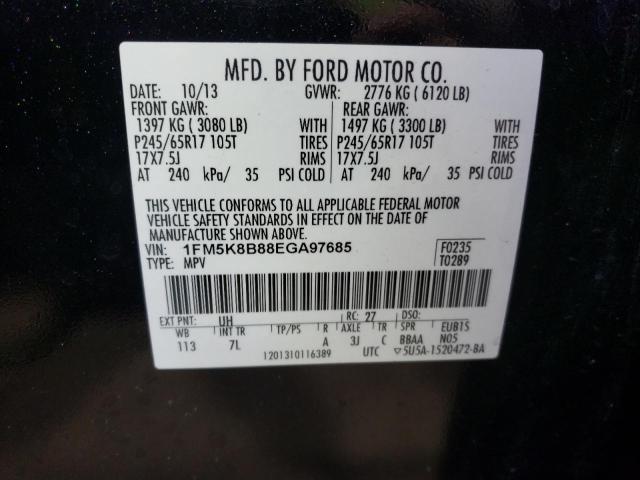 1FM5K8B88EGA97685 - 2014 FORD EXPLORER BLACK photo 13