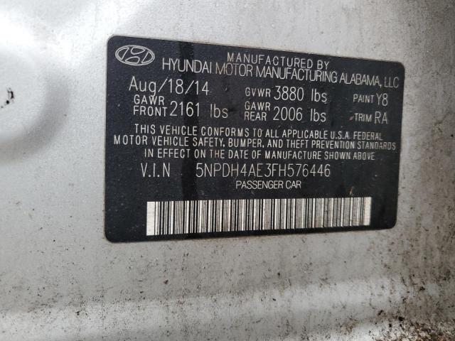 5NPDH4AE3FH576446 - 2015 HYUNDAI ELANTRA SE SILVER photo 12