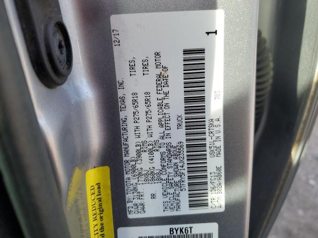 5TFRY5F14JX235569 - 2018 TOYOTA TUNDRA DOUBLE CAB SR/SR5 SILVER photo 12