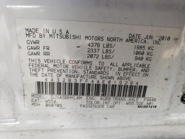 4A32B3FF4AE019264 - 2010 MITSUBISHI GALANT ES WHITE photo 12