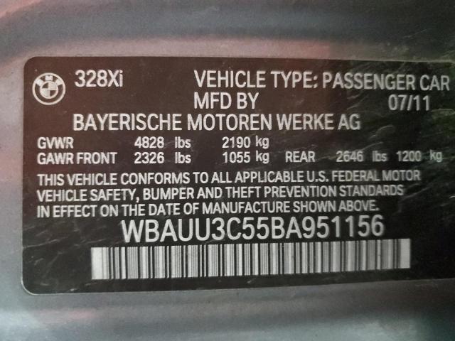 WBAUU3C55BA951156 - 2011 BMW 328 XI GRAY photo 12