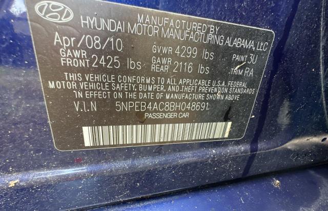 5NPEB4AC8BH048691 - 2011 HYUNDAI SONATA GLS BLUE photo 10