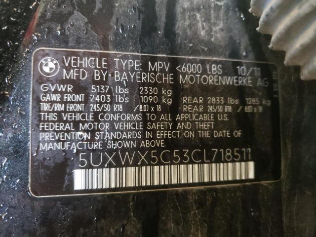 5UXWX5C53CL718511 - 2012 BMW X3 XDRIVE28I BLACK photo 14