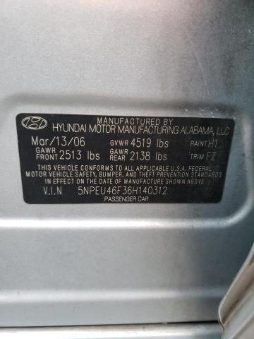 5NPEU46F36H140312 - 2006 HYUNDAI SONATA GLS SILVER photo 12