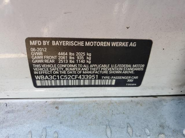 WBA3C1C52CF433951 - 2012 BMW 328 I SULEV WHITE photo 12