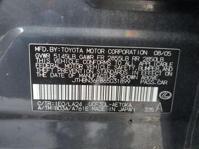 JTHBN36F865031899 - 2006 LEXUS LS 430 GRAY photo 12