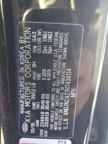 KNDJN2A27H7434114 - 2017 KIA SOUL BLACK photo 12