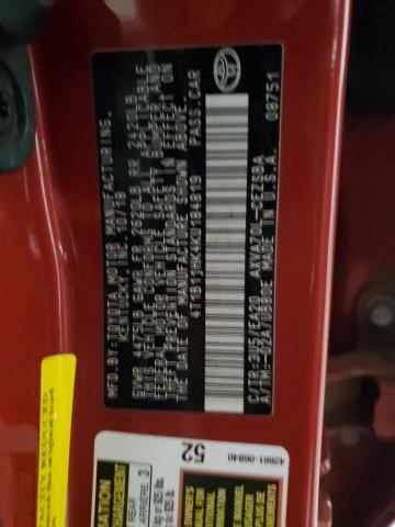 4T1B11HK4KU184819 - 2019 TOYOTA CAMRY L RED photo 12