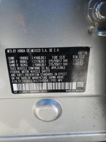 3CZRU6H37KG704234 - 2019 HONDA HR-V LX SILVER photo 13