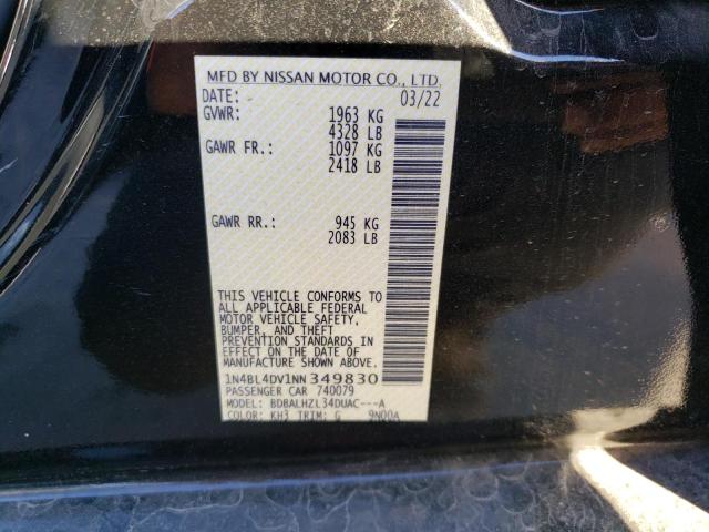 1N4BL4DV1NN349830 - 2022 NISSAN ALTIMA SV BLACK photo 13