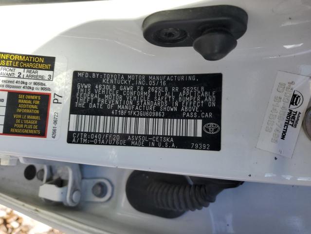 4T1BF1FK3GU609863 - 2016 TOYOTA CAMRY LE WHITE photo 12