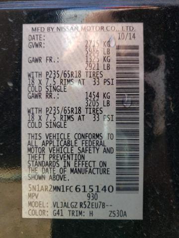 5N1AR2MN1FC615140 - 2015 NISSAN PATHFINDER S 黑色 照片 10