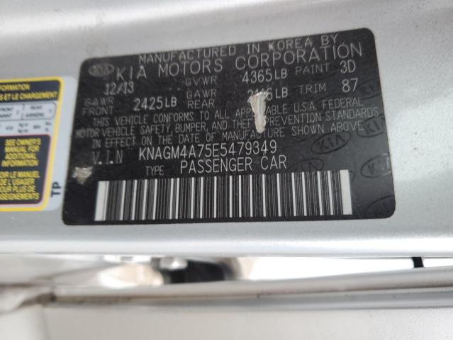 KNAGM4A75E5479349 - 2014 KIA OPTIMA LX SILVER photo 12