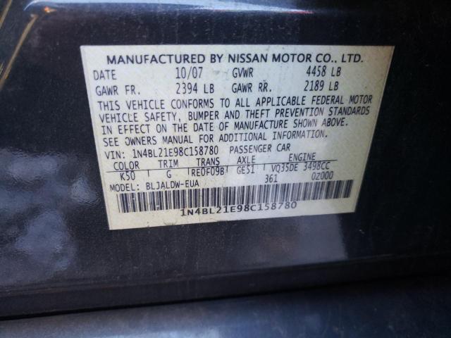 1N4BL21E98C158780 - 2008 NISSAN ALTIMA 3.5SE GRAY photo 12