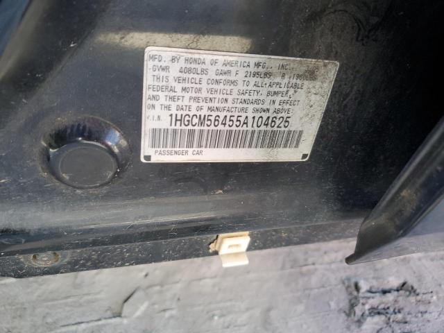 1HGCM56455A104625 - 2005 HONDA ACCORD LX BLACK photo 12