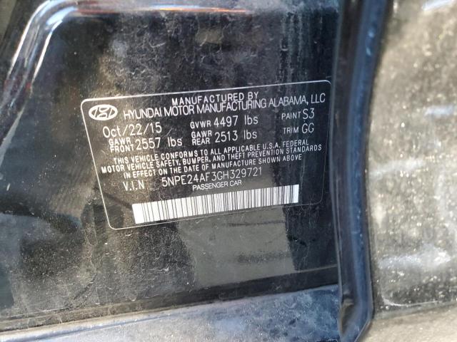 5NPE24AF3GH329721 - 2016 HYUNDAI SONATA SE BLACK photo 12