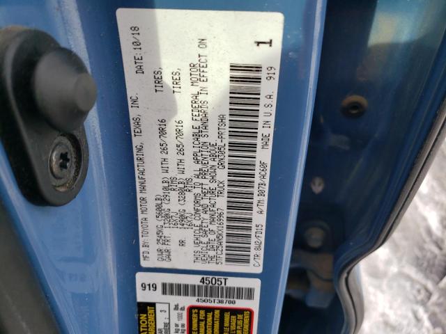 5TFCZ5AN5KX169967 - 2019 TOYOTA TACOMA DOUBLE CAB 蓝色 照片 12