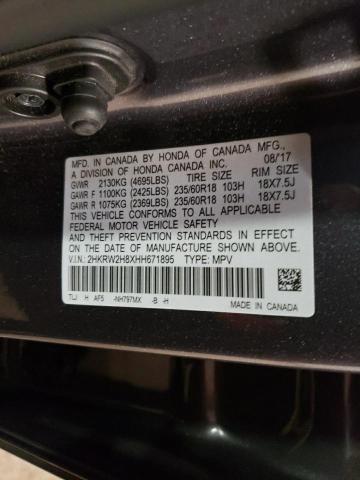 2HKRW2H8XHH671895 - 2017 HONDA CR-V EXL GRAY photo 13