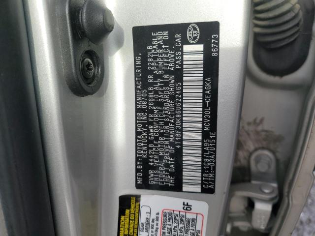 4T1BF30K86U622465 - 2006 TOYOTA CAMRY LE SILVER photo 12