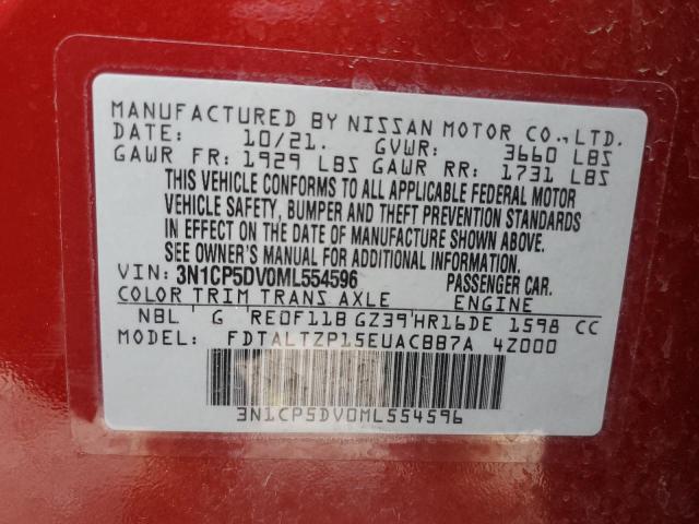 3N1CP5DV0ML554596 - 2021 NISSAN KICKS SR RED photo 14