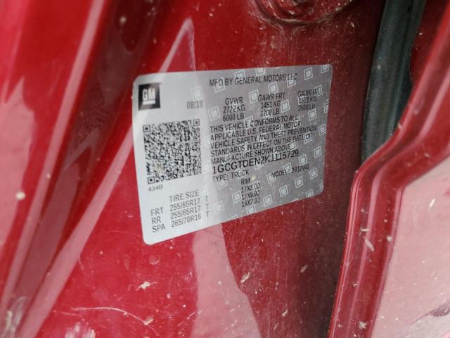 1GCGTDEN2K1115729 - 2019 CHEVROLET COLORADO Z71 RED photo 12