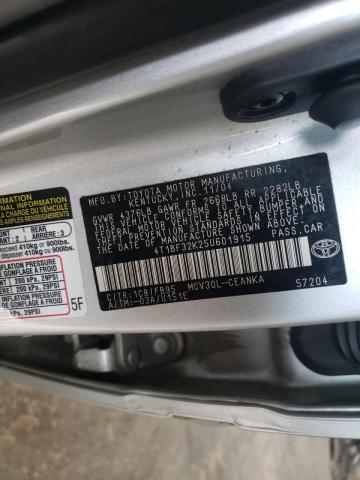 4T1BF32K25U601915 - 2005 TOYOTA CAMRY LE SILVER photo 12