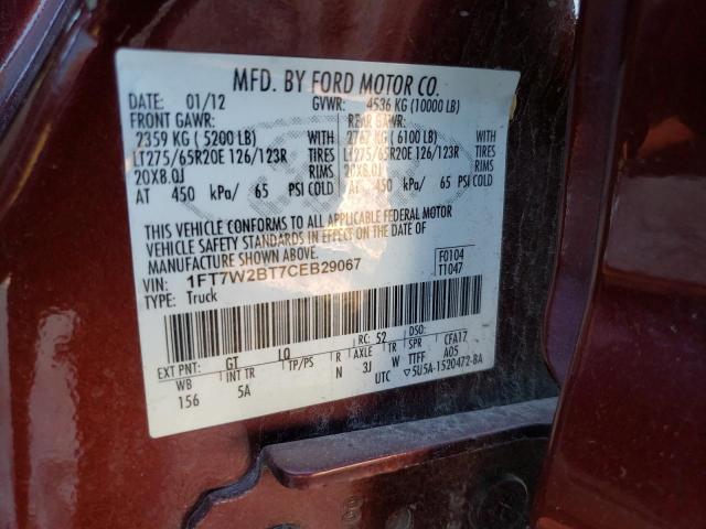 1FT7W2BT7CEB29067 - 2012 FORD F250 SUPER RED photo 13