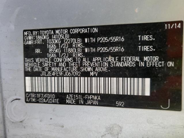 JTLZE4FE9FJ067092 - 2015 TOYOTA SCION XB Grau Foto 12