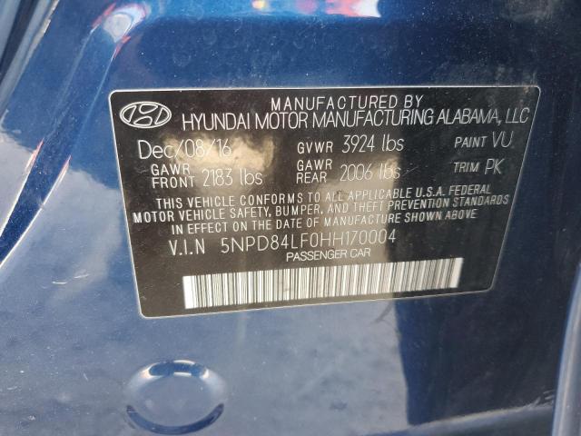 5NPD84LF0HH170004 - 2017 HYUNDAI ELANTRA SE BLUE photo 13