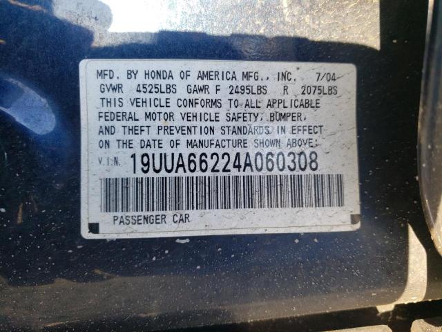 19UUA66224A060308 - 2004 ACURA TL BLUE photo 12