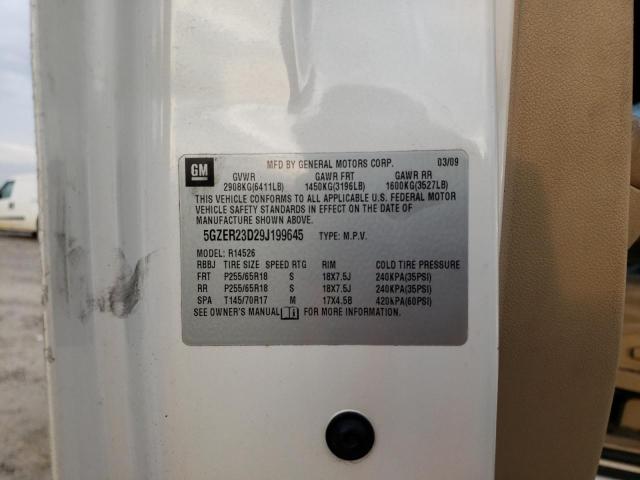 5GZER23D29J199645 - 2009 SATURN OUTLOOK XR WHITE photo 13